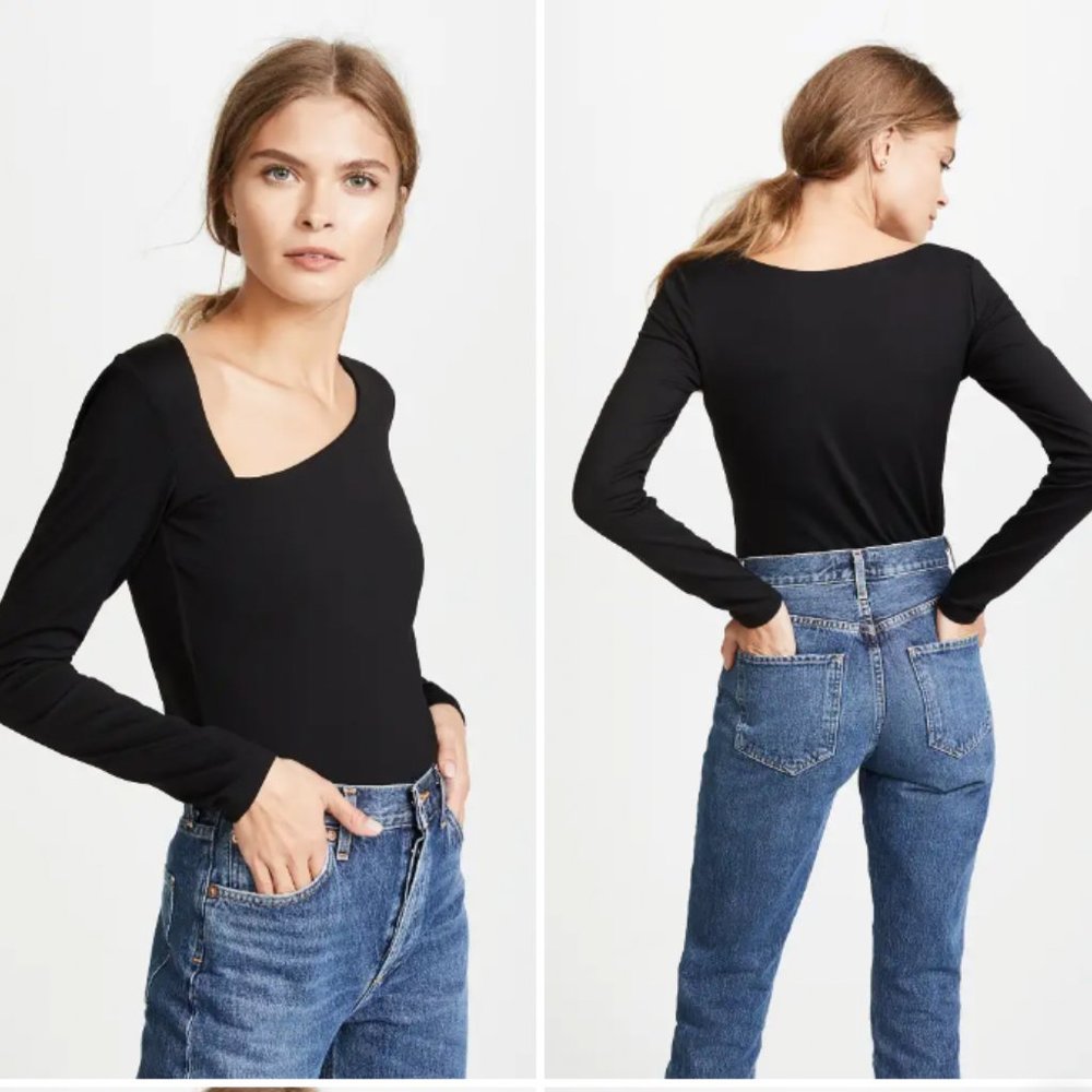 Susana Monaco Laurene Diagonal Neck Top  Black Small